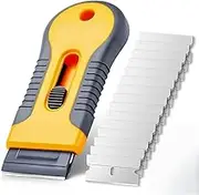 Zvorgath Razor Blade Scraper, Razor Blade Retractable, with 15pcs Extra Blades,for Removing Labels, Glue Residue, Stickers, Decals, Paint from Stovetop and Glass