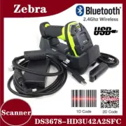 Zebra DS3678-HD3U42A2SFC Bluetooth Wireless Barcode Scanner w Cradle+PSU+Battery