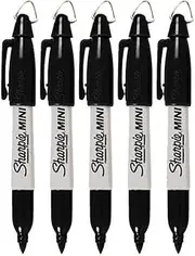 Sharpie Mini Permanent Markers with Golf Keychain Clips Fine Point Black Ink Pack of 5