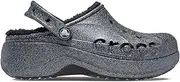 [Crocs] Women's Baya Platform Lined Glitter Clogs, Black Glitter