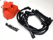 DISTRIBUTOR CAP & SPARK PLUG WIRE KIT FOR 92-01 HONDA PRELUDE H22 BLACK (for: Honda)