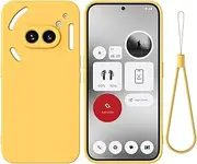 GOVMEIE Designed for Nothing Phone 2a Case with Lanyard, Phone Strap and Liquid Silicone Phone Case (Camera Protective & Soft Microfiber Lining) (Yellow)
