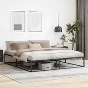 vidaXL King Bed Frame - Black Metal Modern Style with Slatted Base and Storage 183x203 cm - Bedroom Furniture