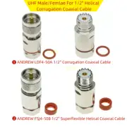 PL259 UHF Male SO239 Female Connector For 1/2" Helical Corrugation Coaxial Cable