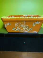 Temptations Ceramic Baking Loaf Pan Hand Painted Pumpkin/Fall Holiday Design