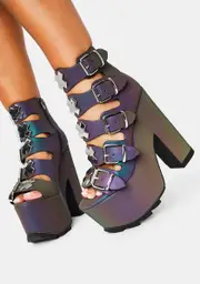[Y.R.U.] Dreamscape Reflective Platform Heels