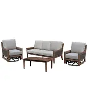 Courtyard Casual Bermuda Teak 4pc Sofa Motion Seating Set