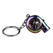 Car Turbo Spinner Keychain with Real Sound and LED Light Mini Turbocharger Key Chain for Car Keys Accessories,A Multicolor