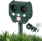 Ultrasonic Fox Repeller, Solar Powered and Waterproof Animal Deterrent, Flashlight and USB Rechargeable