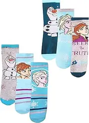 [Vanilla Underground] Disney Frozen 2 Assorted 6 Pack Girls Elsa, Anna & Olaf Official Character Socks (12.5-3.5 UK Kids)