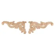 2pcs Wood Corner Onlay Unpainted Applique Frame Door Decors Decal 15*8*08062