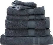 7pc Renee Taylor Bath Towel Set Stella 650 GSM Super Soft Bamboo Cotton Indigo
