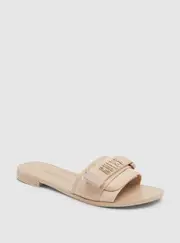 GUESS Women's Beige Elyze Slide Sandals Size: 7