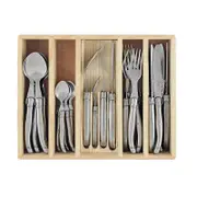 24pc Laguiole Silhouette Stainless Steel Cutlery Set Knife/Fork/Spoon Silver