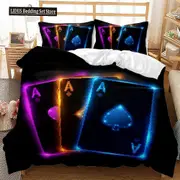 v964 Bed Sheets Poker Duvet Cover Set Card Game Bedding Set Gamer Playing Duvet Cover Retro Game Adults Double Queen King Polyester Qulit Cover 3-Piec
