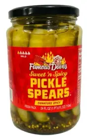 Famous Dave's Mild Sweet & Spicy Pickle Spears 24 oz Daves