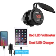 Car 2.1A Charger Dual USB Socket Power PlugRed LED Voltmeter Dual USB Adapter