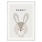 Galrie Charming Minimalist Rabbit Art Print for Modern Decor, White Frame, A1 60 x 84cm (23 x 33inch)