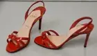 NEW Christian Louboutin BELLA BOUCLE Patent Leather Sandal Slingback Red Shoe 39