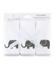 [The Peanutshell] Little Peanut Bathtime Washclothes 3 Pack in White