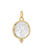 Temple St. Clair 18K Yellow Gold Large Carved Crystal Moonface Pendant with Diamonds