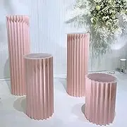 CAMBOS Foldable Paper Columns Display Pedestal Stand Event Decor Cylinder Stand Pedestal Display, Cylinder Plinth Wedding Props for Engagement Birthday Party Decoration (Color : Light Pink, Size : 4