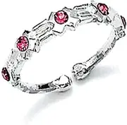 [JewelryWeb] 925 Sterling Silver Pink CZ Simulated Diamond X toe ring-toe ring for Women