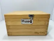Bamboo Storage Box Tray Set With Combination Lock Viking Factory New