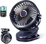 Portable Clip On Fan 360° Adjustable | USB Rechargeable Mini Desk Fan for Stroller, Car, Office, Travel, Pram, Cot, Bed | 3-Speed Cooling Airflow