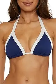 [Trina Turk] Women's Standard Courtside Triangle Bikini Top, Adjustable, Tie Back, Swimwear Separates