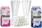 Perfectware 2 Pack Cotton Candy Floss Sugar with 100 Count Paper Cotton Candy...