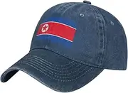 [MDATT] Korean Flag Baseball Cap Adjustable Twill Bulk with Ponytail Hole Washed Dad Hat for Men Women