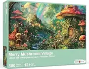 Merry Mushroom Village, 500 Pieces Jigsaw Puzzles, Challenging Puzzle Perfect for Adults, Family Game Nights, Finish Size 52 * 38cm