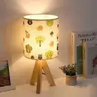 HAITRAL Tripod Table Lamp - Kids Nightstand Lamp with Fabric Cartoon Lampshad...