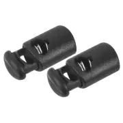 Plastic Cord Locks (0.22" x 0.16")6pcs, Spring End Toggle Stoppers Black