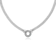 Zamel's Sterling Silver 45cm Mesh & Cubic Zirconia Circle Necklace Jewellery