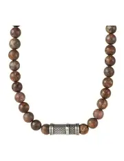 [Cudworth] Bronzite Stone with Ion Plated Lattice Pattern Necklace in Bronze