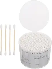 Ipetboom 500Pcs Double Ended Cotton Swabs with Wooden Sticks Versatile Cosmetic Cotton Buds for Ear Cleaning Makeup Application and Household Use Soft Sturdy Family Pack