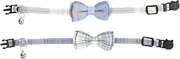 TOGEVAL 2PCS Adjustable Cat Collars with Bells Fashion Bowtie Design for Kittens Comfortable Fit Durable Materials Pet Neck Decor Easy Tracking for Cats of Various