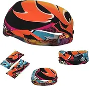 FJWSLCH Graffiti Hip Hop Headbands for Women Men Non Slip Workout Sweatbands Adjustable Sports Hair Bands Elastic Head Bands Moisture Wicking Hairband for Running, Cycling, Yoga, Spa
