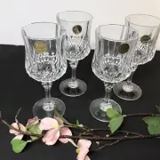 NEW! Cristal d'Arques Set of 4 Cut Crystal Wine Goblets Glasses 6 oz FRANCE