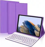 Galaxy Tab A8 Cases with Keyboard 10.5 inch 2022, Magnetic Detachable Wireless Bluetooth Keyboard, Smart 7 Colors RGB Backlit, Slim Lightweight Stand Cover for Tab A8 (Model: SM-X200/X205/X207) Purple