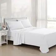 [Laura Ashley] King Sheet Set, Luxury Sateen Cotton Bedding, 800 Thread Count, Soft & Smooth Home Decor (Solid White, King)