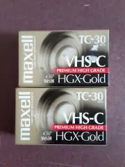 2 Maxell VHS-C TC-30 HGX-Gold Premium High Grade Camcorder Video Cassette