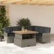 Garden Sofa Set with Cushions Modular Sofa 2 Piece Grey Poly Rattan vidaXL