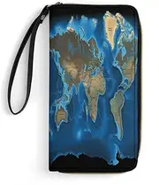 [BFGWK] Large Wallet Novelty World Map Printing Long Wallet With Zipper Leather Wallet Suitable For Both Men And Women, style, 19.7x10.5cm