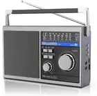 Portable AM/FM Shortwave Radio with Bluetooth Speaker and Multiple Inputs - Gray