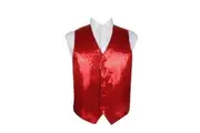 Mens Red Sequin Patterned Vest Waistcoat