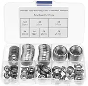 VGOL 170pcs Stainless Steel Cup Countersunk Washers #4#6#8#10#12#14#16 Cup Washer Assortment Kit for DIY Production Robotics 3D Printing Equipment