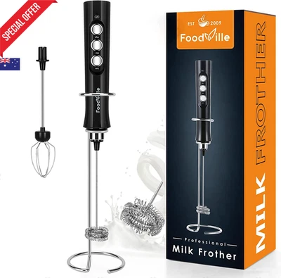 MF02 Rechargeable Milk Frother Handheld Mixer for Coffee Latte Matcha Protein
